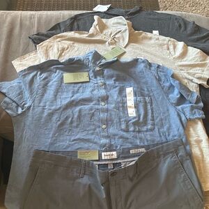 4 pcs Men's Blue Linen-Blend Short Sleeve Shirts and shorts - Goodfellow & Co